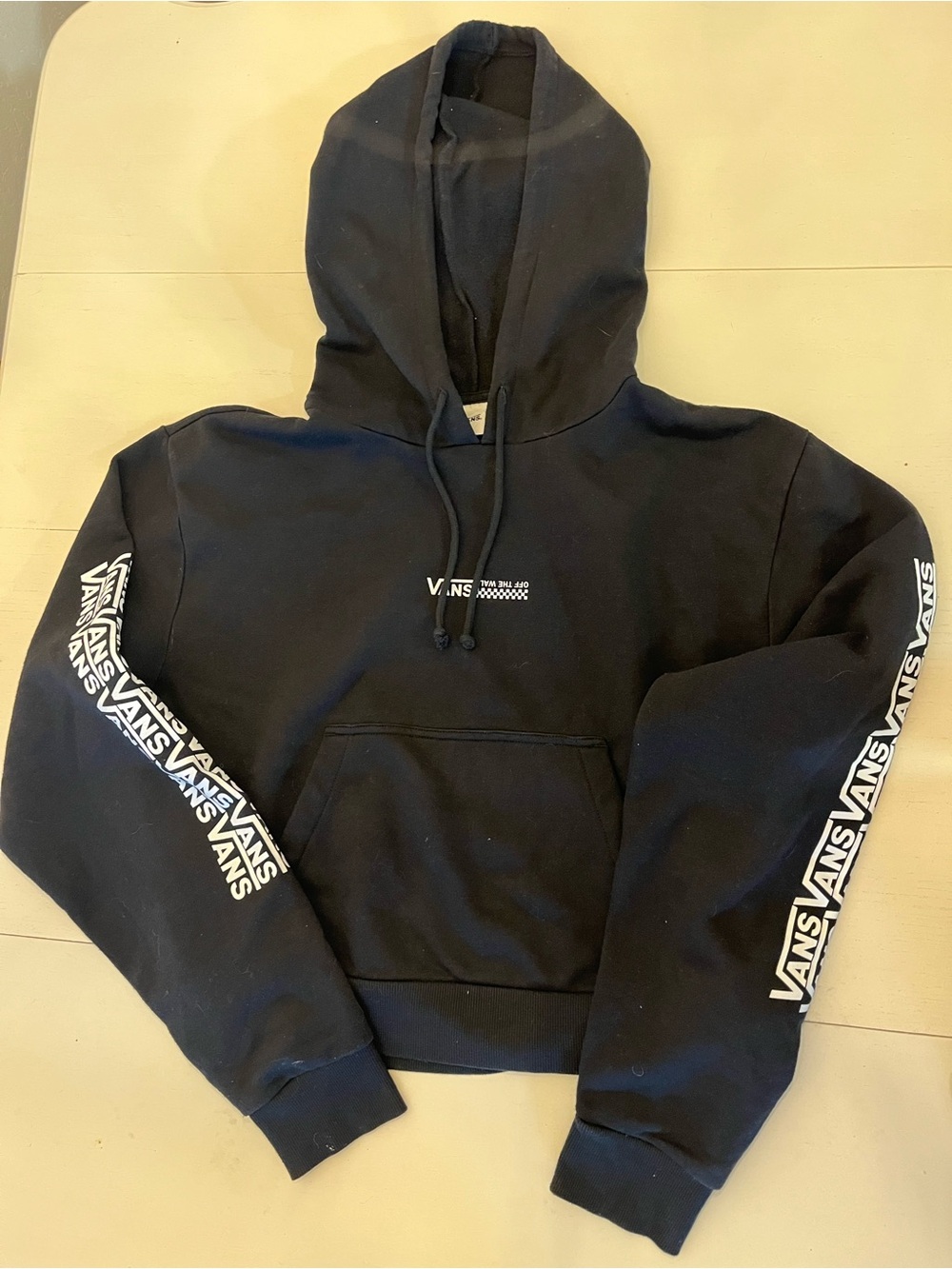 Vans Women's Medium "Off The Wall" Repeating Logo Cropped Pullover Hoodie